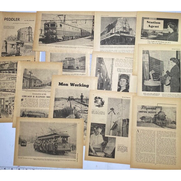 VTG Railroad Ephemera Pages/Pictures of Trains Equipment People My/Jy 1954 5.8oz - Picture 3 of 6